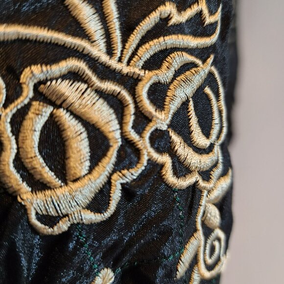 Qianzi 2pc Set L Black Tan Embroidered 65/35 Cotton Blend Desi Fusion Ethnic - Picture 11 of 13